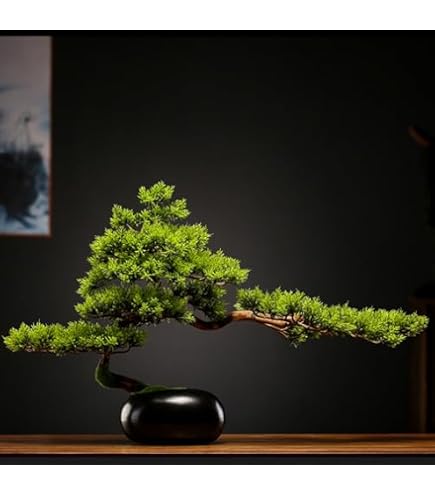 Amazon.co.jp: 高級模造迎客松盆栽 置物 禅意迎客松盆栽装飾品 花芸術